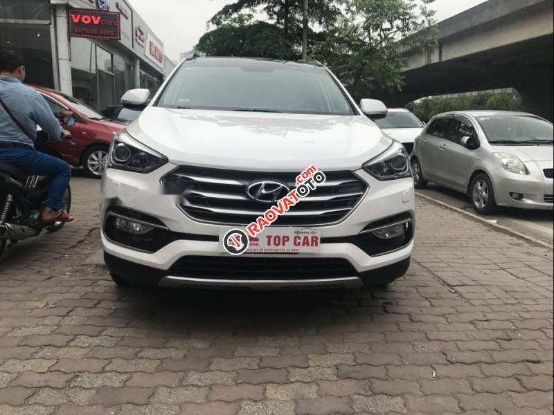 Bán Hyundai Santa Fe 2.2 AT 2017 full dầu, màu trắng-0