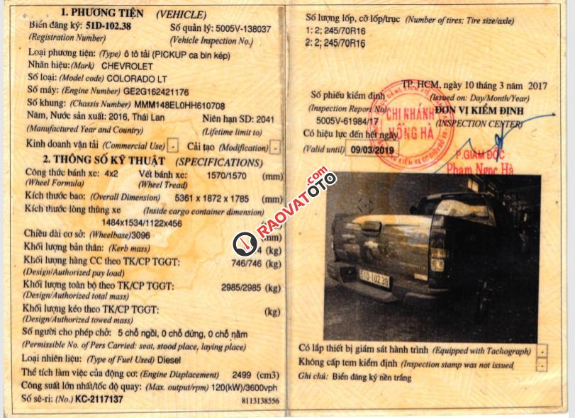 Cần bán xe Chevrolet Colorado MT máy 2.5 sản xuất 2016, màu nâu, nhập khẩu Thái giá đấu thấp nhất từ 430 triệu-4