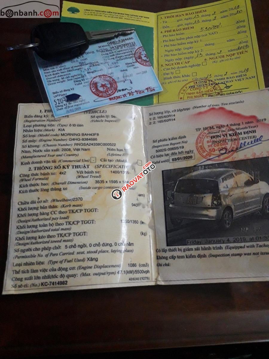 Cần bán gấp Kia Morning Sx đời 2008, màu bạc còn mới, giá 205tr-1