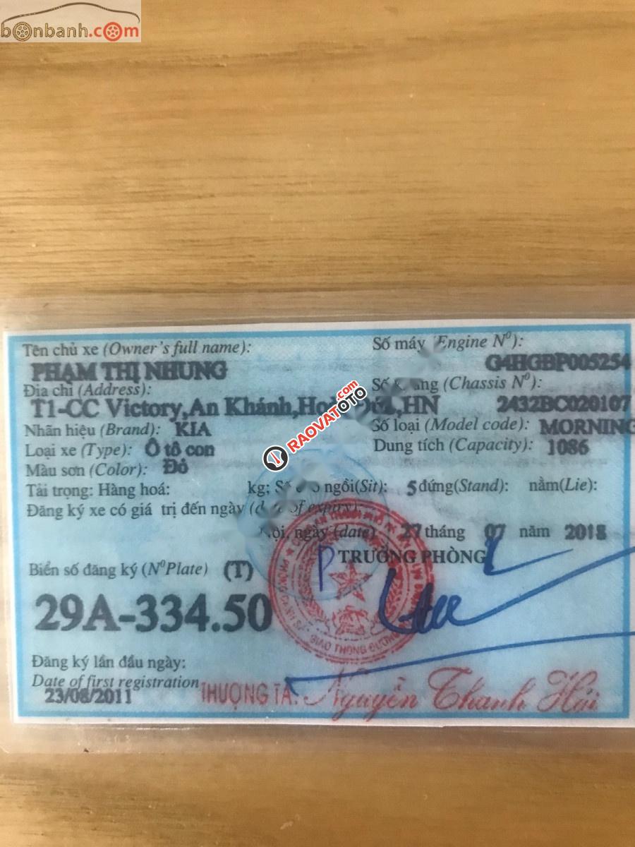Bán Kia Morning SLX đời 2011, màu đỏ chính chủ-4