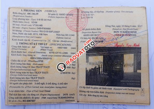 Bán ô tô Veam VT350 VT 350-MB đời 2015, màu xanh lam, giá 231 triệu đấu lên-0