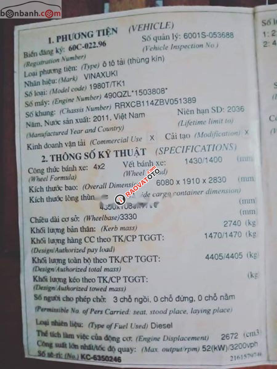 Bán Vinaxuki 1980T năm sản xuất 2011, màu trắng số sàn-0