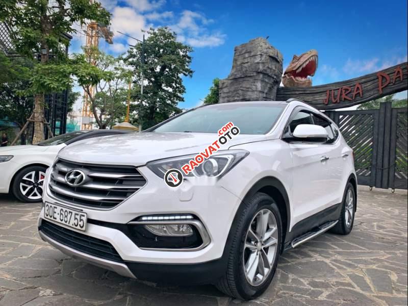 Bán Hyundai Santa Fe 2.4AT 2016, màu trắng, nhập khẩu nguyên chiếc như mới, giá tốt-0