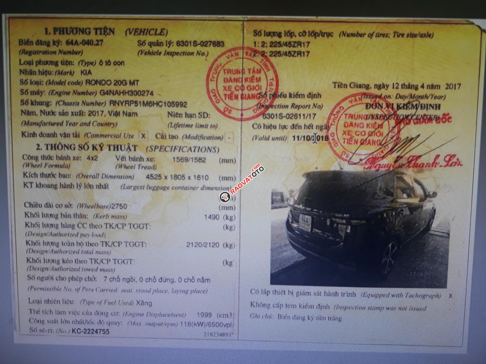 Kia Rondo 2017 MT số sàn, xe 7 chỗ du lịch, giá 430 triệu-6