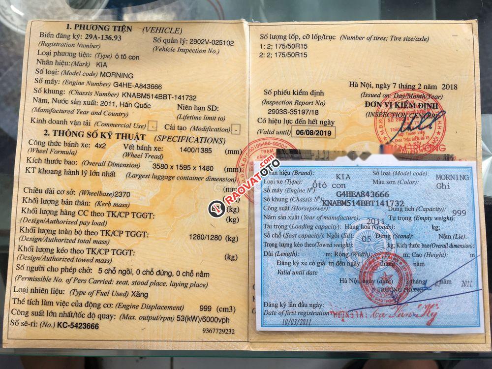 Bán Kia Morning SLX đời 2011, màu xám, xe nhập, chính chủ-5