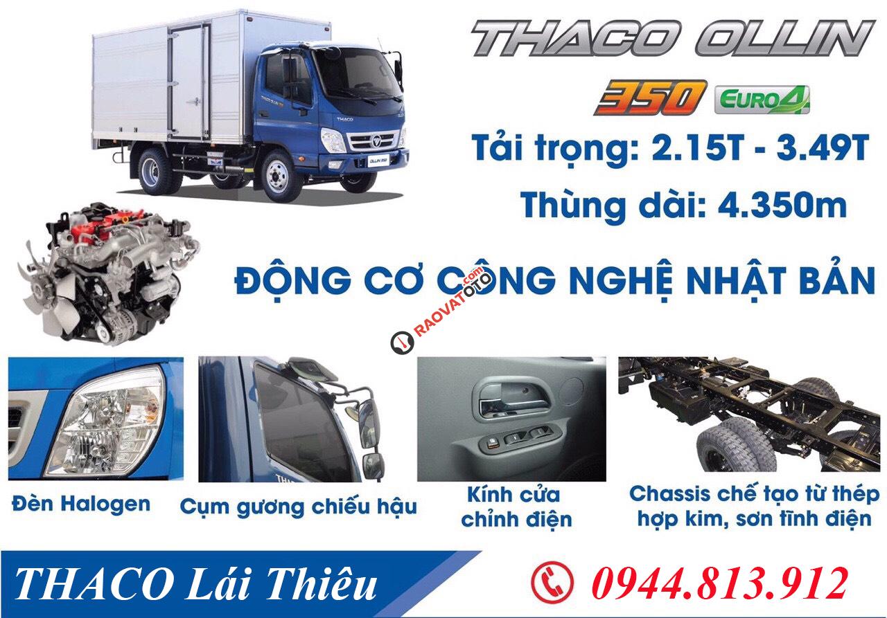 Xe tải Thaco 3,5 tấn Bình Dương - Thaco Ollin 350. E4, động cơ Isuzu đời 2018, giao xe ngay trong 3 ngày. LH: 0944.813.912-8