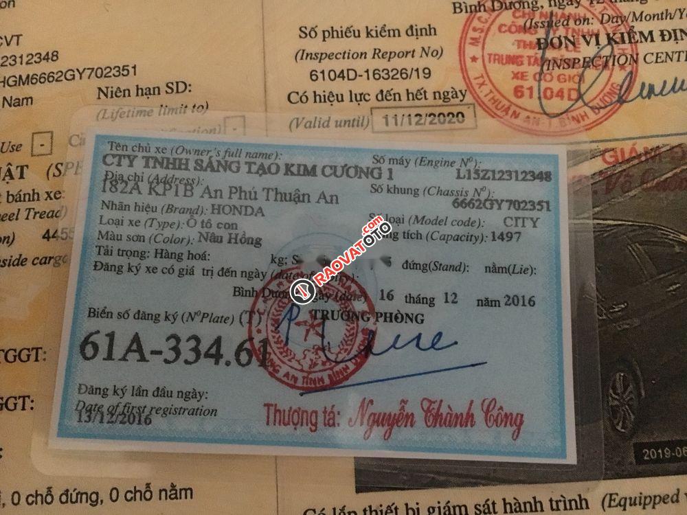 Gia đình bán lại xe Honda City CVT đời 2016, màu nâu-5