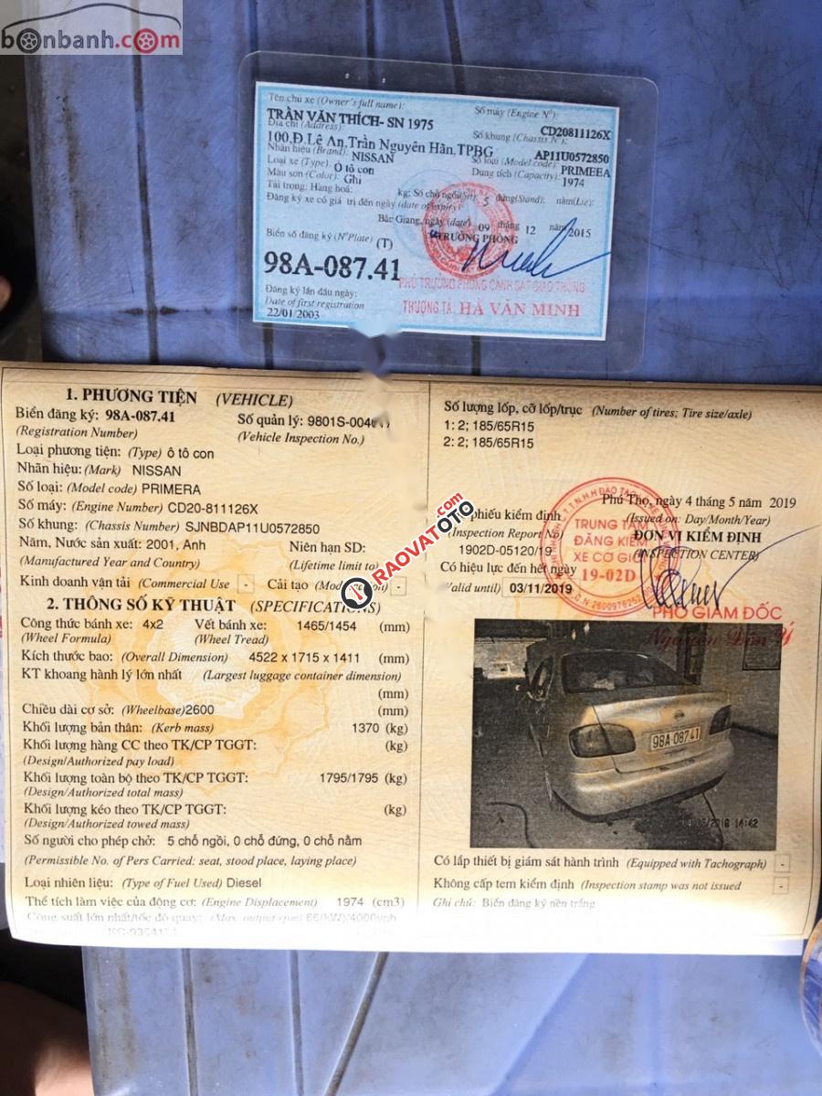 Bán Nissan Primera năm 2001, màu bạc, nhập khẩu  -7