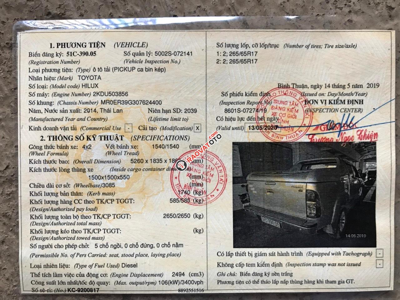 Bán Toyota Hilux E năm 2014, màu bạc, nhập khẩu, giá chỉ 450 triệu-3