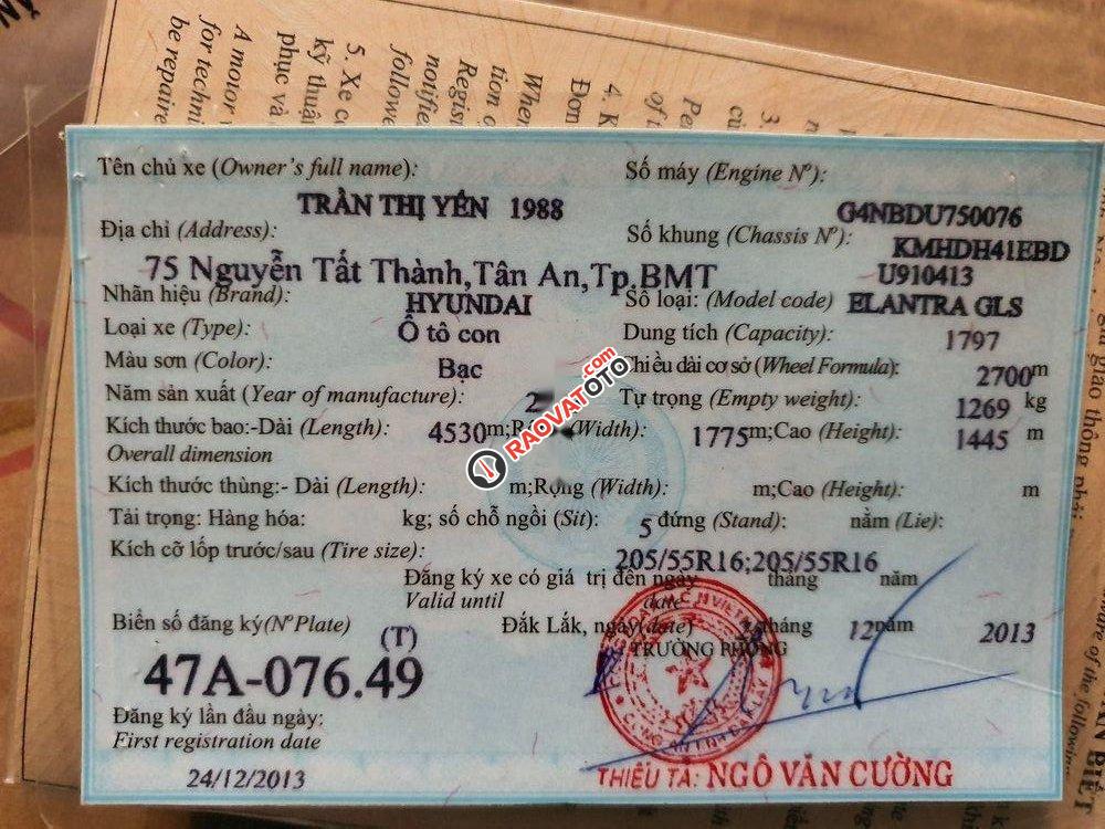 Bán Hyundai Elantra 1.8AT sản xuất năm 2013, màu bạc, xe nhập chính chủ, giá 565tr-2