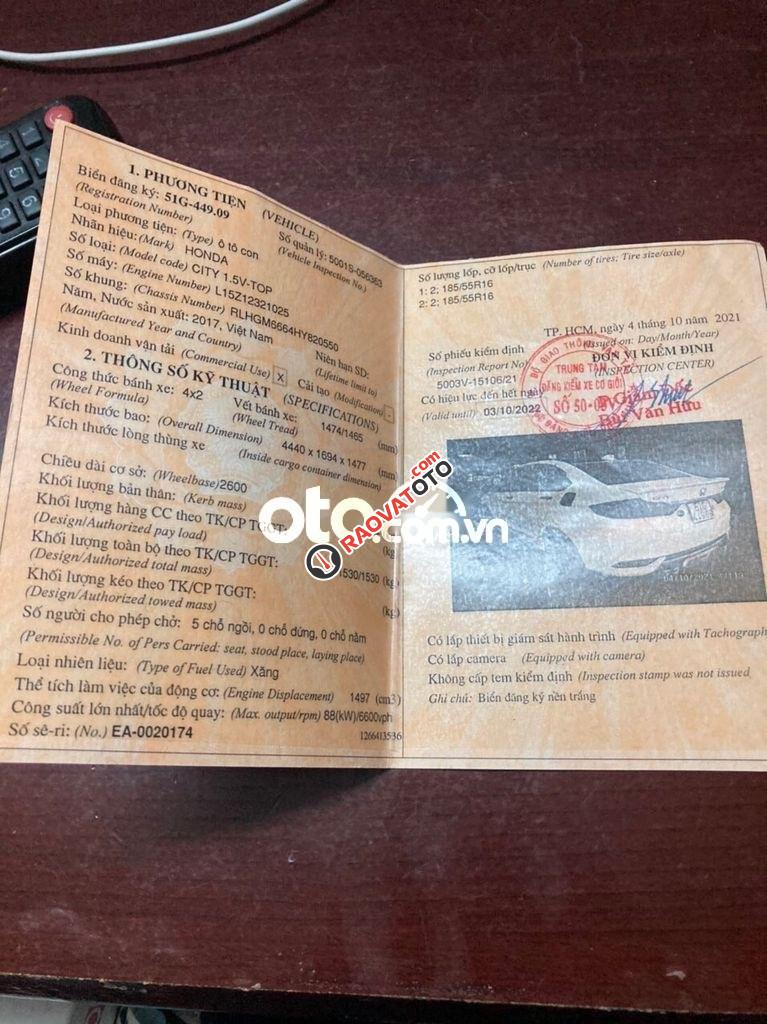 Bán Honda City 1.5 Top sản xuất 2017, màu trắng, 465 triệu-0