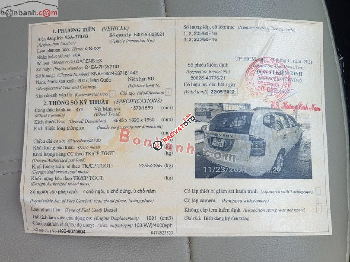 Bán Kia Carens CRDI 2007, màu trắng, nhập khẩu nguyên chiếc -1