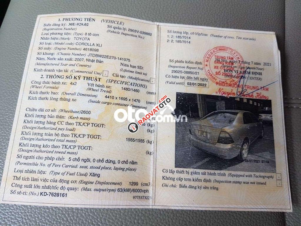 Cần bán gấp Toyota Corolla Xli sản xuất năm 2007, màu bạc, nhập khẩu nguyên chiếc-0