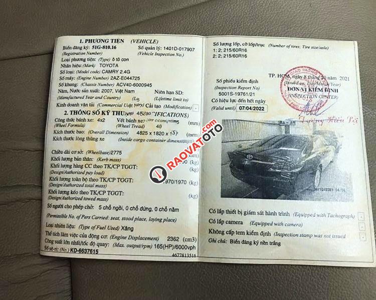 Cần bán xe Toyota Camry 2.4 sản xuất năm 2007, màu đen  -3