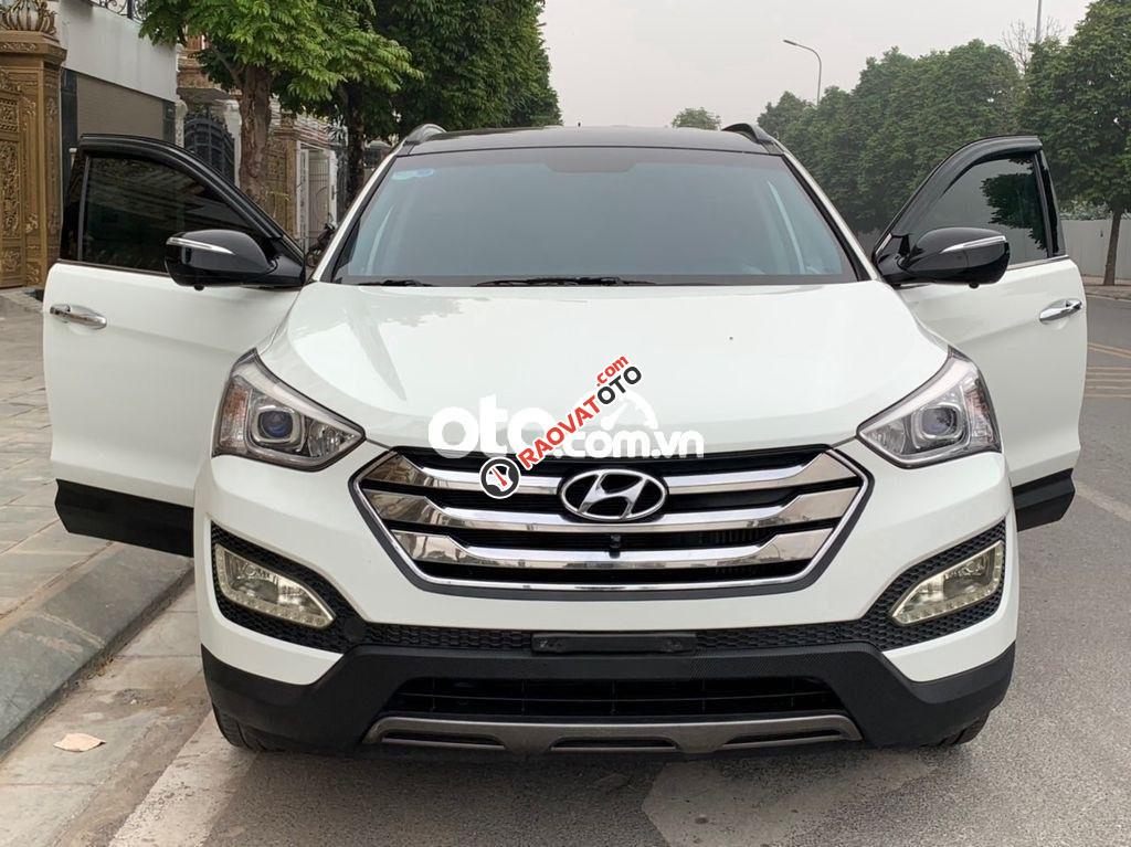 Bán Hyundai Santa Fe CRDI đời 2014, màu trắng xe gia đình-10