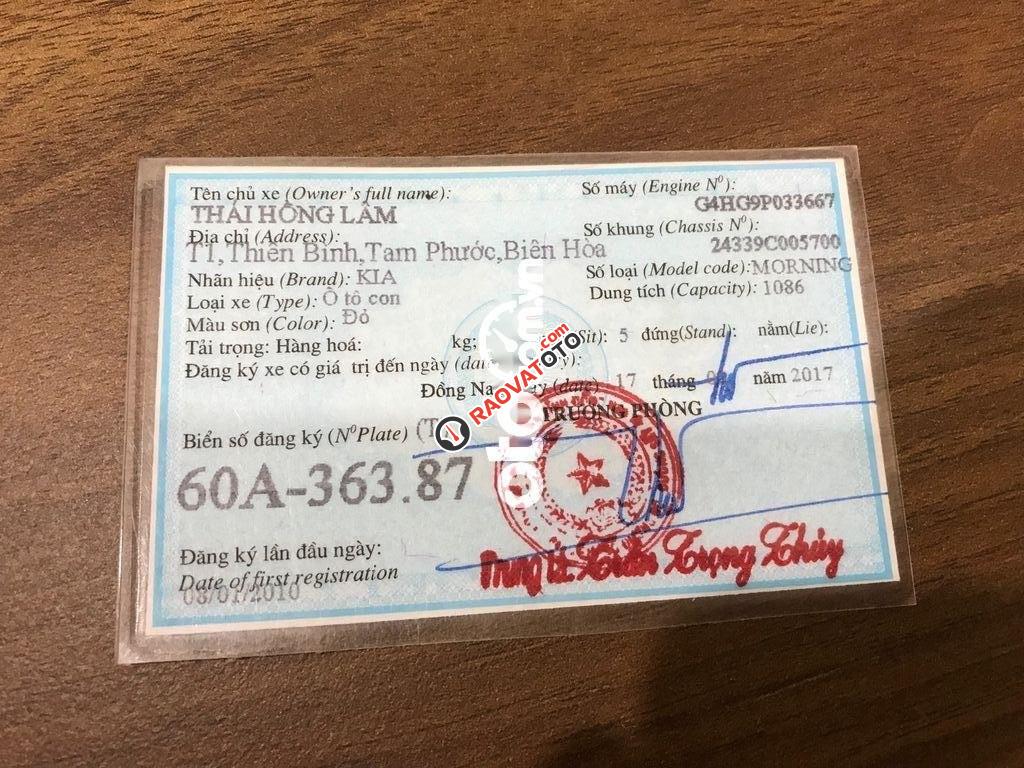 Cần bán lại xe Kia Morning SX AT đời 2010, màu đỏ  -10