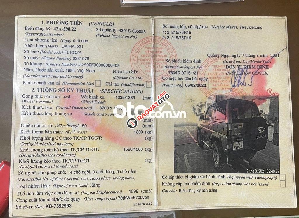 Bán ô tô Daihatsu Feroza năm sản xuất 1994, nhập khẩu, 175tr-4