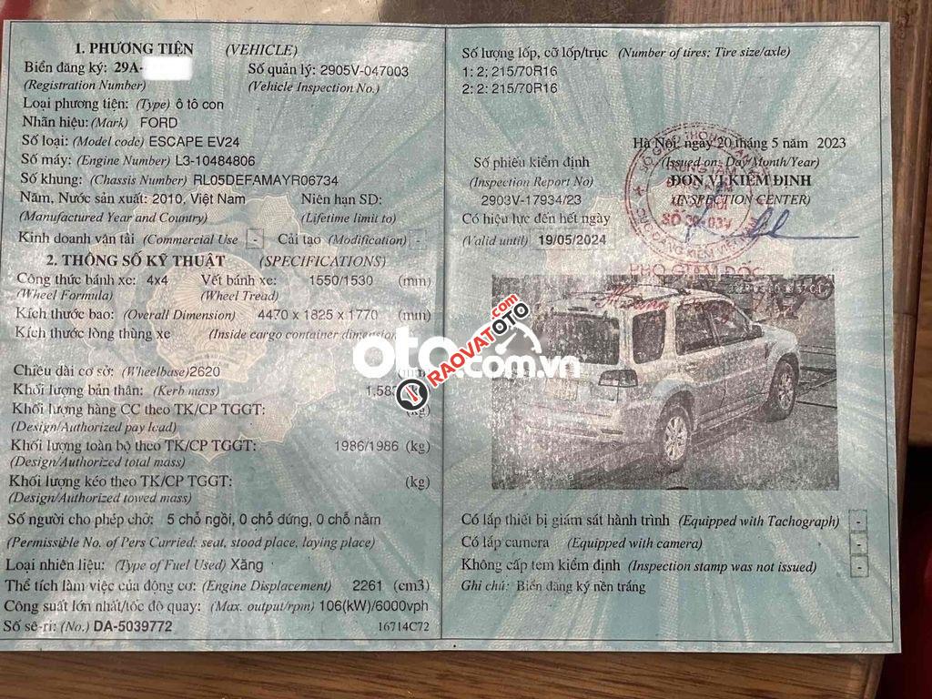 Chính chủ cần bán Escape XLT 2010-6