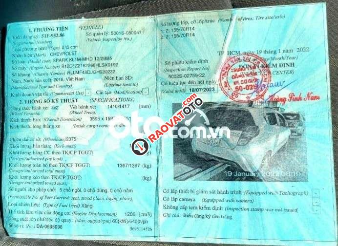 CHEVROLET SPARK 2016,BẢN ĐỦ, SỐ SÀN 1.2, GỐC TP-4