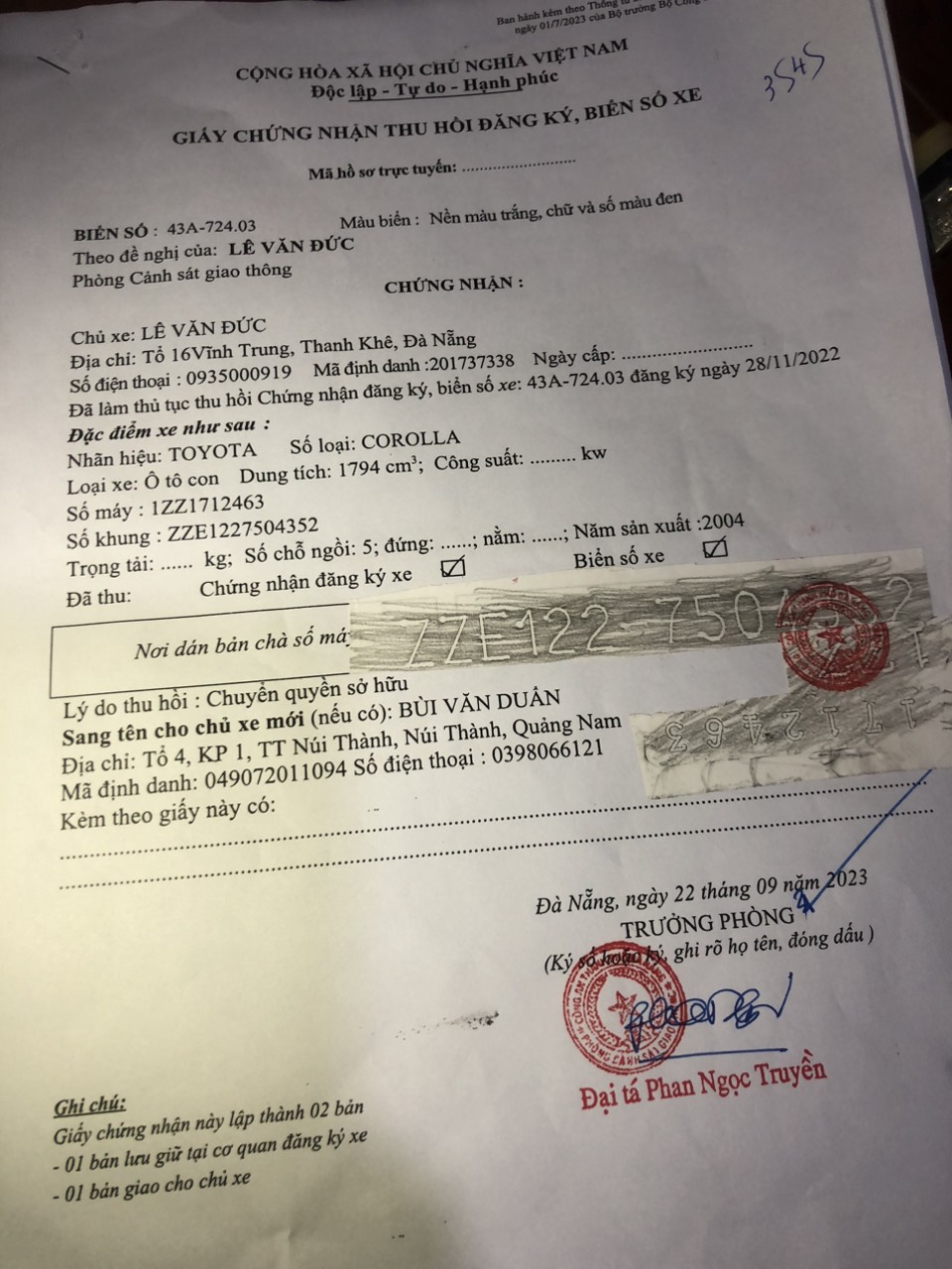 Dịch vụ hồ sơ xe ô tô Đà Nẵng -6