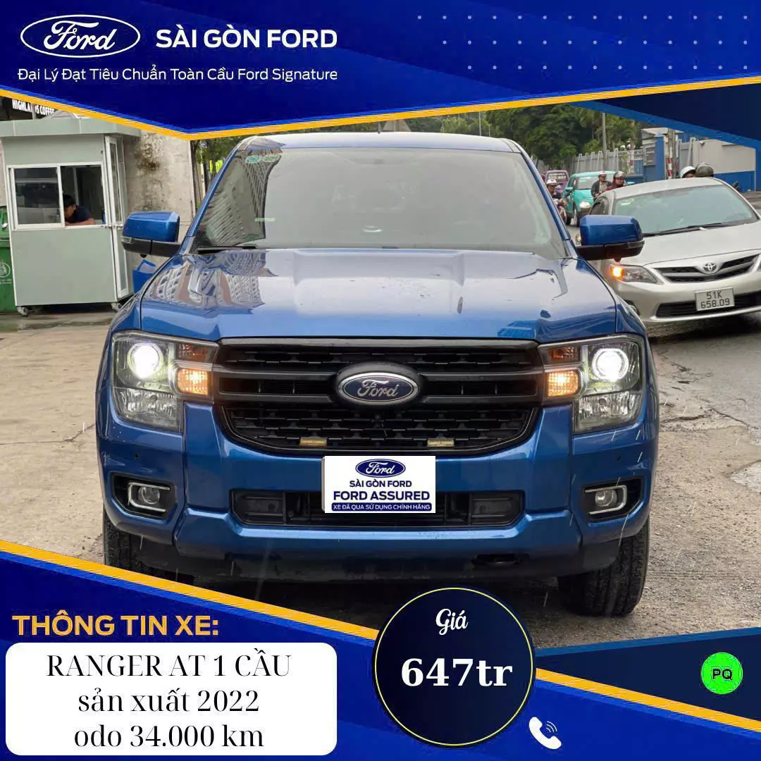 Xe Ford Ranger 2022, màu xanh lam, 647tr, giá còn hỗ trợ cho anh chj xem xe và cọc trực tiếp.-0