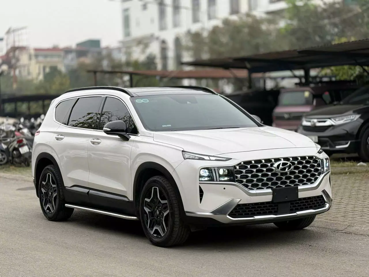 SANTAFE 2024 máy dầu cao cấp nhất màu trắng. -1
