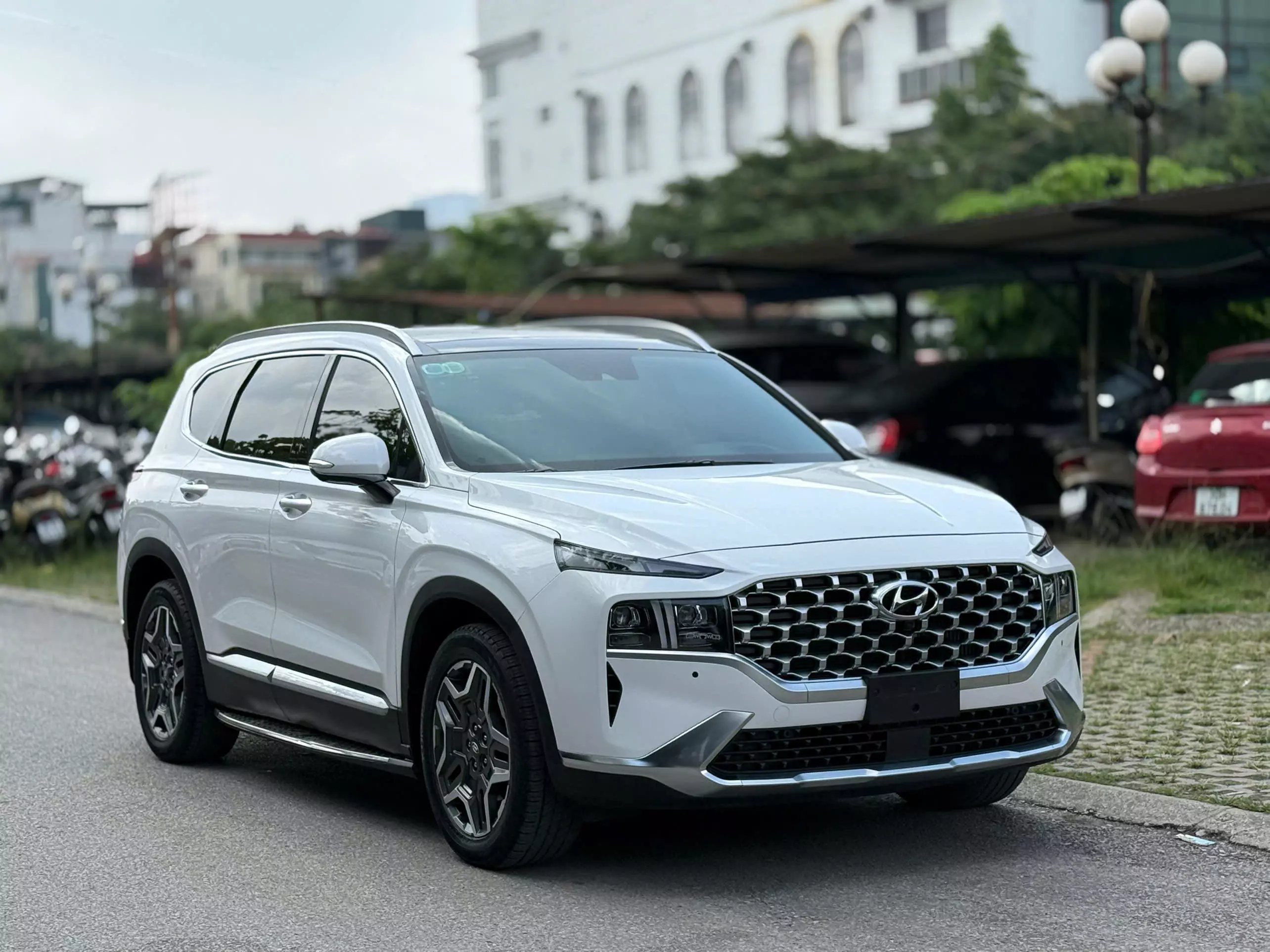 Hyundai SantaFe Cao cấp 2.2L HTRAC 2022 full dầu màu trắng. -2