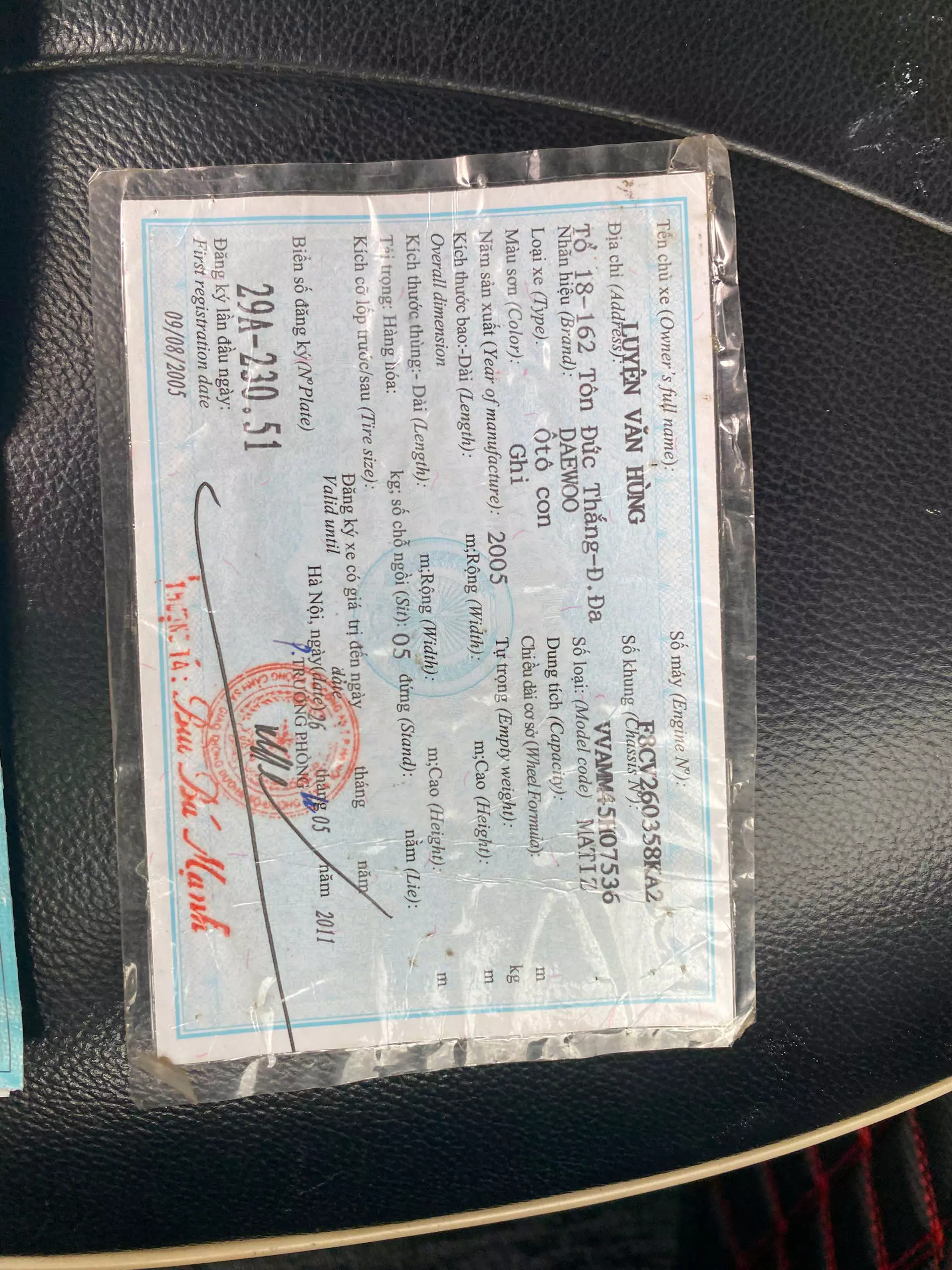 Chính chủ bán xe Matiz sản xuất năm 2003, đăng ký 2005-0