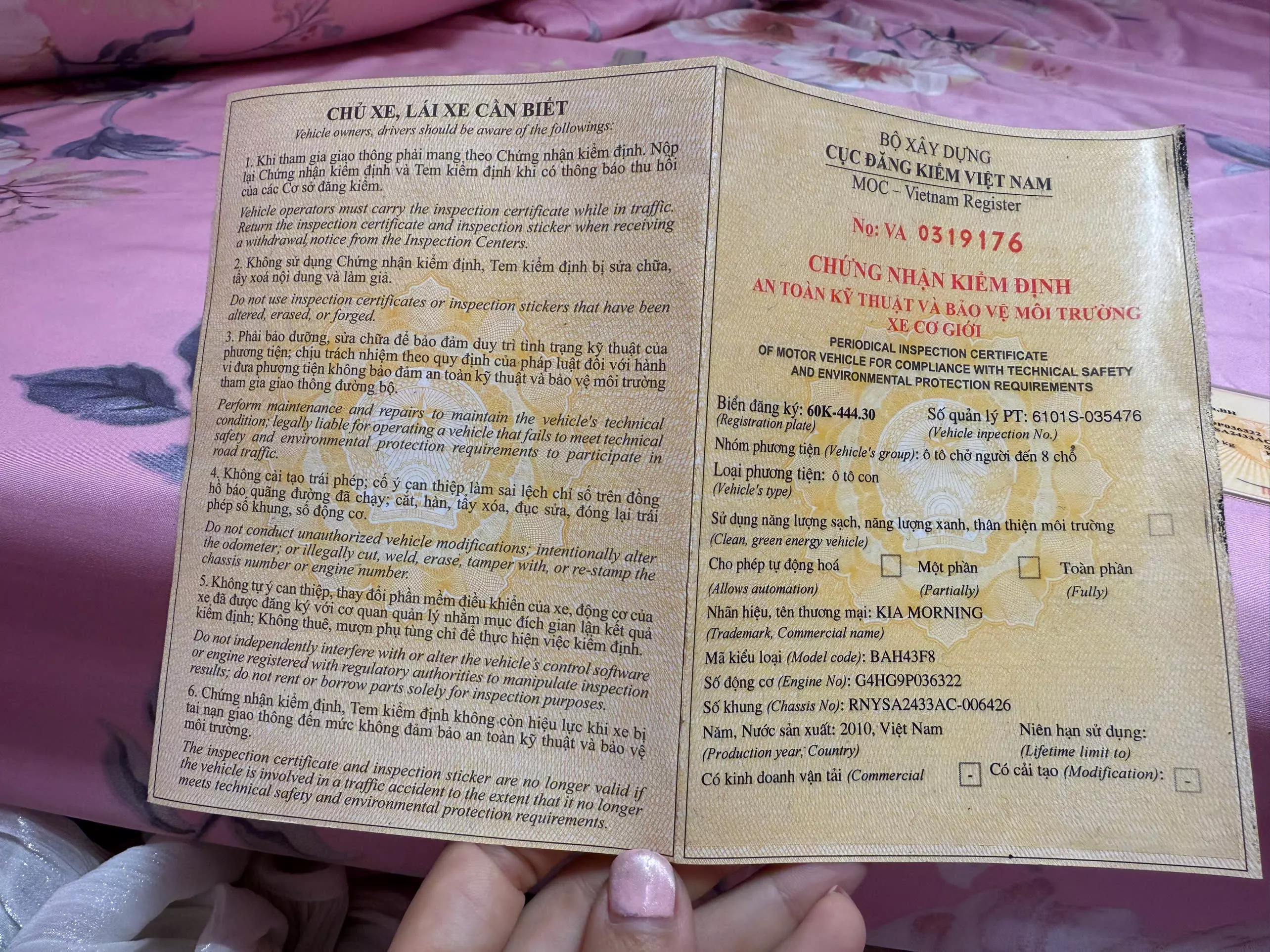 CẦN BÁN XE KIA MORNING – ĐỜI 2010- SỐ TỰ ĐỘNG,  NỮ ĐI GIỮ GÌN KỸ-4